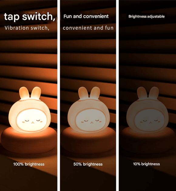 White Moon Shape Snowman Cute Animal LED Night Light - Rechargeable Silicone Nursery Lamp with Tap Control, Dimmable Bedside Light for Kids - RnR Galore