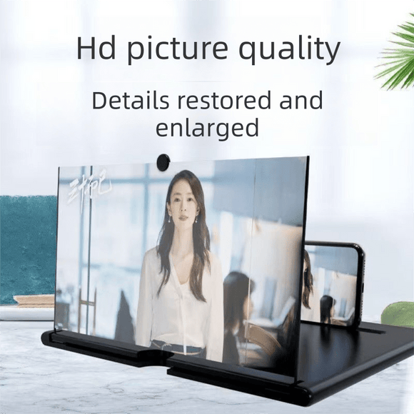White Portable 10 - Inch Mobile Phone Screen Magnifier with Foldable Stand - 3D HD Video Amplifier for Movies & Reading - Pull - Out Design Compatible with All Smartphones - Ideal for Home, Travel & Camping - RnR Galore