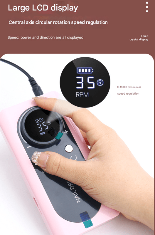 White Professional Rechargeable Nail Drill Machine - 45000RPM Portable E - File Kit for Acrylic, Gel, Polishing & Manicure - RnR Galore