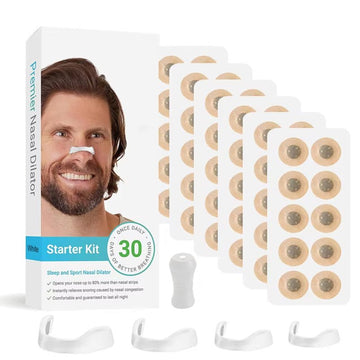 White Round Anti - snoring Patch Set (30 Pairs of patches) Magnetic Nasal Dilator Kit for Snoring Relief - Reusable Multi - Size Sleep & Sport Breathing Aid - RnR Galore