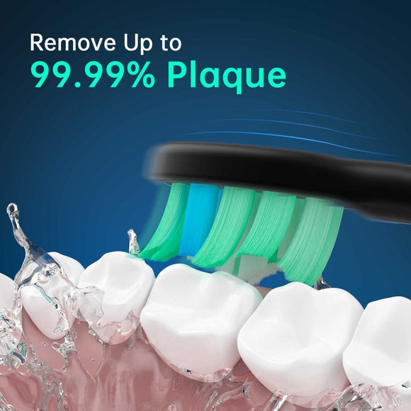 White Sonic Rechargeable Electric Toothbrush with 8 Heads & Travel Case - 5 Brushing Modes & Smart Timer(USB) - RnR Galore