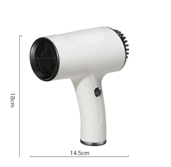 White Ultra - Lightweight Ionic Cordless Hair Dryer, USB Rechargeable Portable Blow Dryer with Cool Air for Travel & Home - RnR Galore
