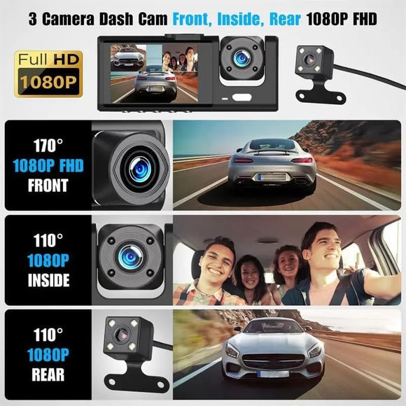 WIFI 3 Channels Dash Cam 1080P Full HD Car Dashcam Comes with Free 32GB Card - RnR Galore