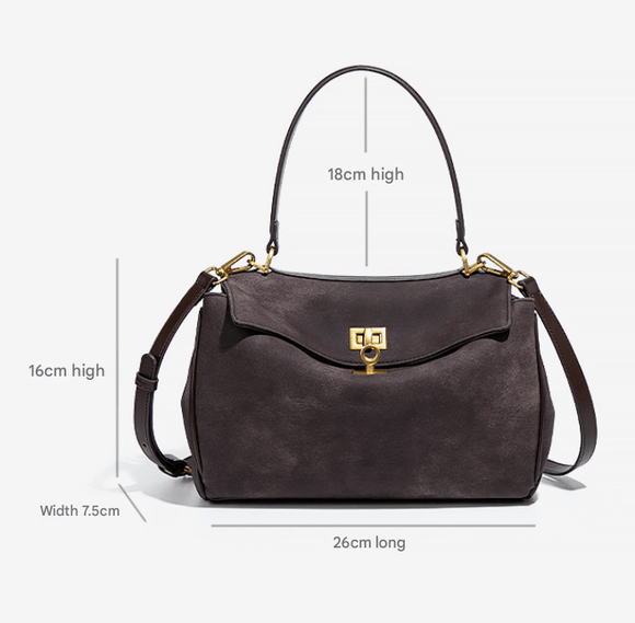 Wine Red Women's Vintage Suede Satchel Bag - Elegant Top Handle Purse with Gold Lock - RnR Galore