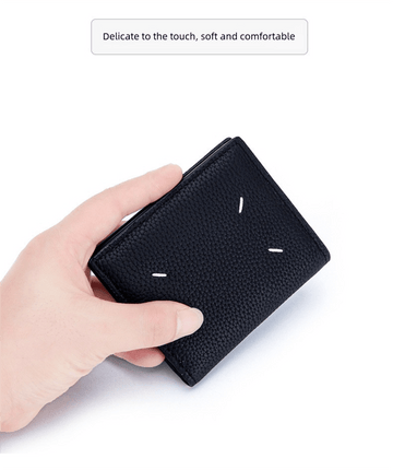 Women's Genuine Leather Bi - fold Wallet - Slim Short Purse with Coin Pocket & RFID Blocking - Soft Cowhide Minimalist Card Holder - Black - RnR Galore