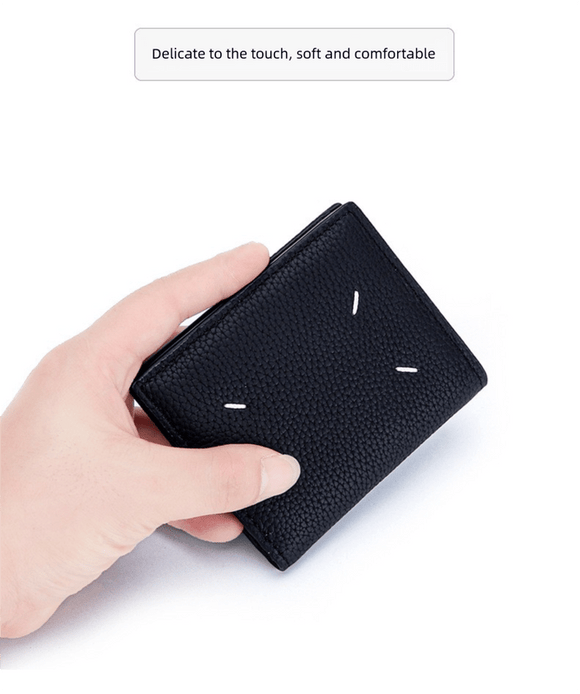 Women's Genuine Leather Bi - fold Wallet - Slim Short Purse with Coin Pocket & RFID Blocking - Soft Cowhide Minimalist Card Holder - Black - RnR Galore