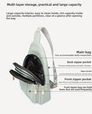 Women's Soft PU Leather Sling Bag Crossbody Chest Purse with Adjustable Boho Strap - Lightweight Multi - Pocket Shoulder Daypack for Travel & Daily Use - Khaki - RnR Galore