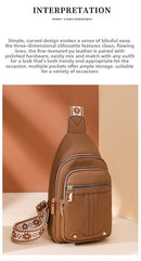 Women's Soft PU Leather Sling Bag Crossbody Chest Purse with Adjustable Boho Strap - Lightweight Multi - Pocket Shoulder Daypack for Travel & Daily Use - Red - RnR Galore