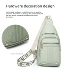 Women's Soft PU Leather Sling Bag Crossbody Chest Purse with Adjustable Boho Strap - Lightweight Multi - Pocket Shoulder Daypack for Travel & Daily Use - White - RnR Galore