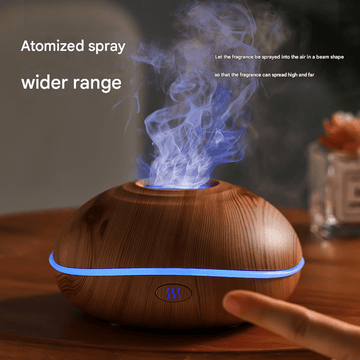 Wood grain Mini USB Aromatherapy Diffuser with Flame Projection - Portable Humidifier for Home and Car Use - RnR Galore