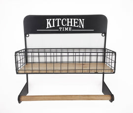 Wooden Kitchen Basket W Hanging Rail 35x35cm - RnR Galore