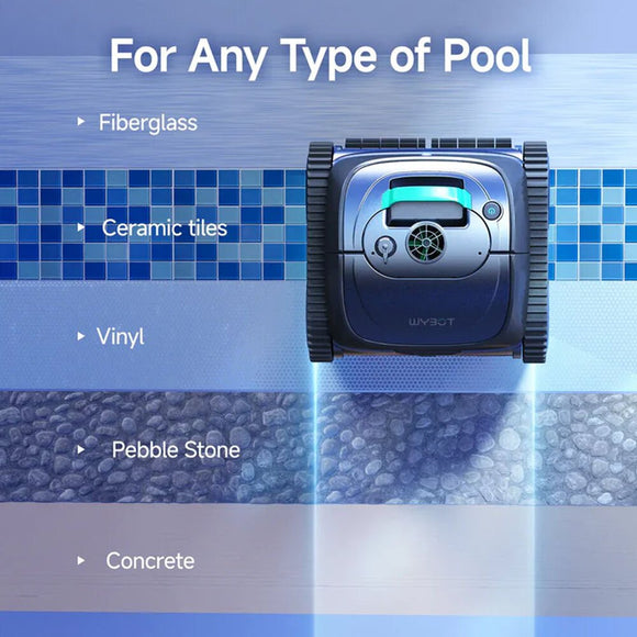 WYBOT C1 Cordless Robotic Pool Cleaner, with APP Control, Auto Vacuum Robot, Wall & Waterline Cleaning, Above Ground Inground up to 150sqm - RnR Galore
