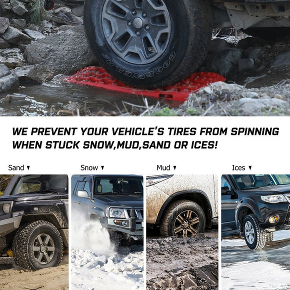 X - BULL 2 Pairs Recovery tracks Sand Mud Snow 4WD / 4x4 ATV Offroad Stronger Gen 3.0 - Red - RnR Galore