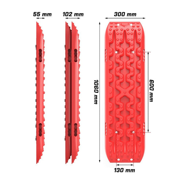 X - BULL 2 Pairs Recovery tracks Sand Mud Snow 4WD / 4x4 ATV Offroad Stronger Gen 3.0 - Red - RnR Galore
