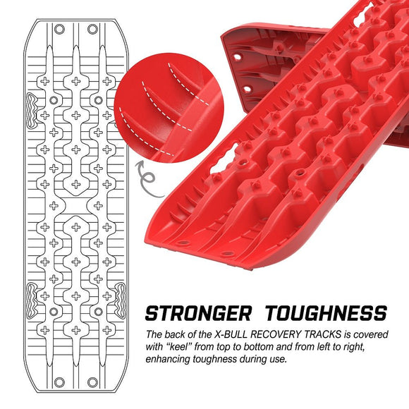 X - BULL 2 Pairs Recovery tracks Sand Mud Snow 4WD / 4x4 ATV Offroad Stronger Gen 3.0 - Red - RnR Galore