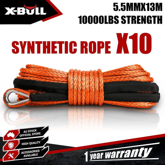 X - BULL Dyneema Synthetic Rope Winch Cable SK75 5.5MM x 13M Car Tow Recovery Strap - RnR Galore