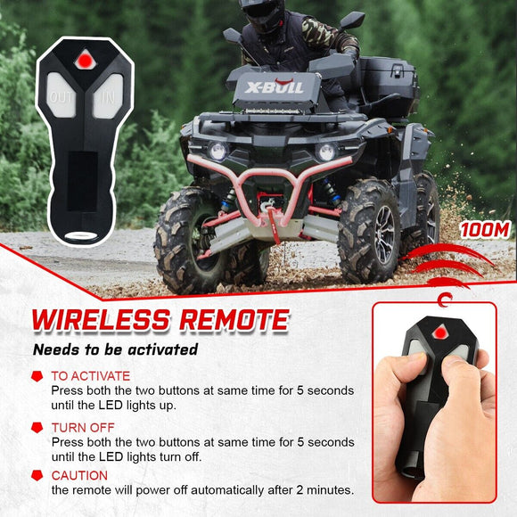 X - BULL Electric Winch 12V 3000LBS Steel Cable Wireless remote ATV UTV Boat Trailer - RnR Galore