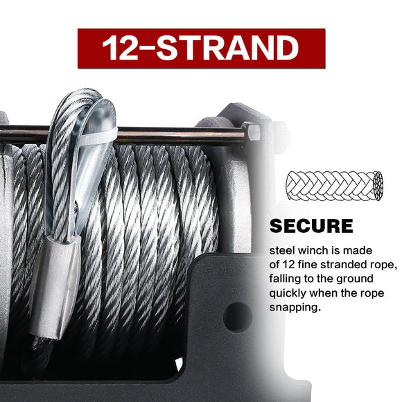 X - BULL Electric Winch 12V 3000LBS Steel Cable Wireless remote ATV UTV Boat Trailer - RnR Galore