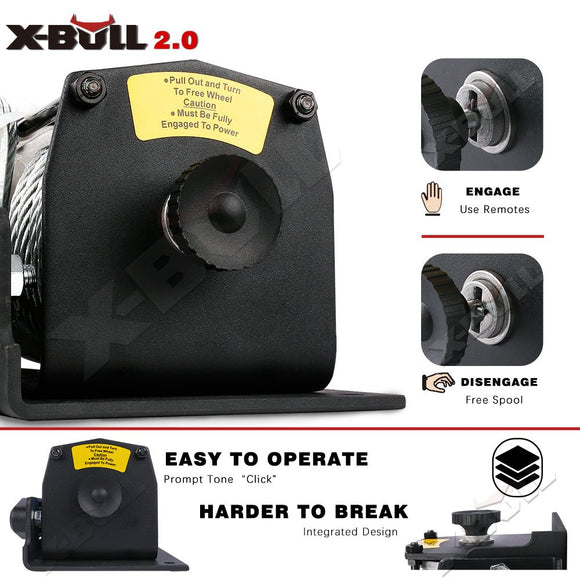 X - BULL Electric Winch 12V 3000LBS Steel Cable Wireless remote ATV UTV Boat Trailer - RnR Galore