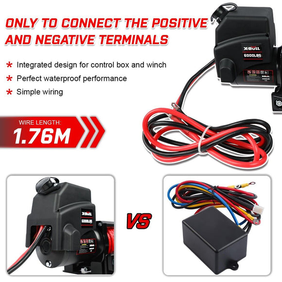 X - BULL Electric Winch 12V 6000LBS Synthetic Rope Wireless remote ATV UTV Boat Trailer 4WD - RnR Galore