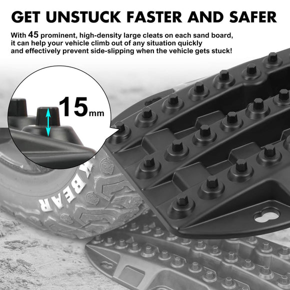 X - BULL Mini Recovery Tracks Traction Boards Sand Mud Snow 4WD 4x4 Vehicle 1 Pair Black - RnR Galore