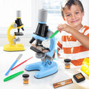 Yellow Kids Biological Microscope Kit 100x 400x 1200x LED Magnification STEM Science Toy for School Students with Sample Slides - RnR Galore