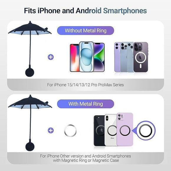 Yellow Magnetic Phone Umbrella Sun Shade - Clear Outdoor Screen Visor, Anti - Glare Mini Parasol for iPhone - RnR Galore