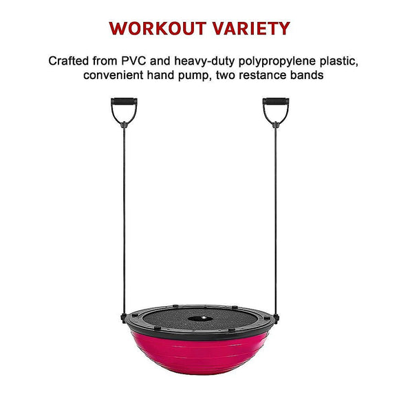 Yoga Balance Trainer Exercise Ball for Arm, Leg, Core Workout with Pump, 2 Resistance Bands - RnR Galore