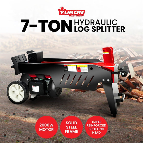 Yukon 7 Ton Electric Log Splitter With Side Protectors Axe Wood Cutter - RnR Galore