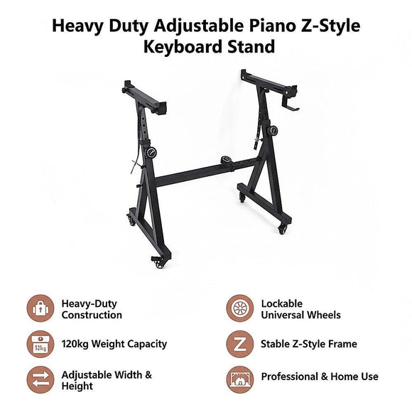 Z - Style Keyboard Stand – Heavy Duty Adjustable Piano Stand for Digital Keyboards & Portable Use - RnR Galore