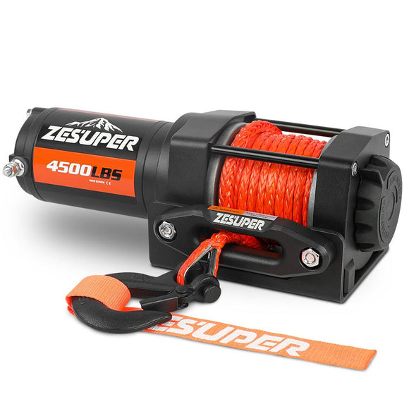 ZESUPER 12V Winch 4500LBS Electric Winch ATV Winch Synthetic Rope BOAT Trailer - RnR Galore