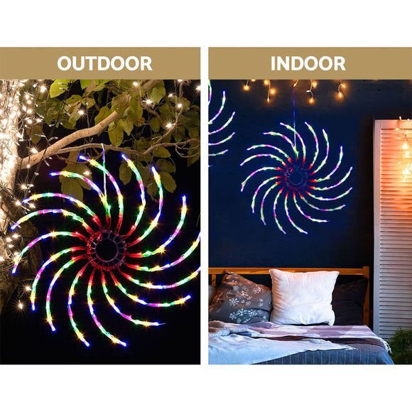 0.5M Christmas Lights 128 LED Spin Motif Light Decorations Jingle Jollys - RnR Galore