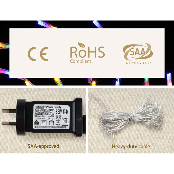 0.5M Christmas Lights 128 LED Spin Motif Light Decorations Jingle Jollys - RnR Galore