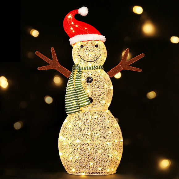 0.97M Christmas Lights Snowman 80 LED Decorations Jingle Jollys - RnR Galore