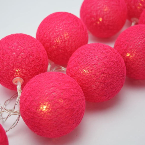 1 Set of 20 LED Red 5cm Cotton Ball Battery Powered String Lights Christmas Gift Home Wedding Party Bedroom Decoration Outdoor Indoor Table Centrepiece - RnR Galore