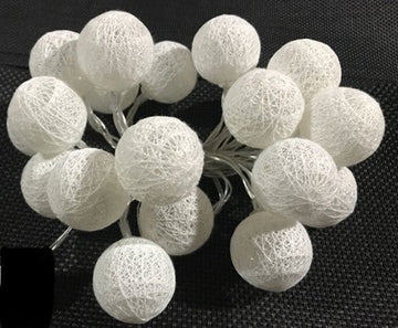 1 Set of 20 LED White 5cm Cotton Ball Battery Powered String Lights Christmas Gift Home Wedding Party Bedroom Decoration Outdoor Indoor Table Centrepiece - RnR Galore