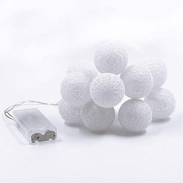 1 Set of 20 LED White 5cm Cotton Ball Battery Powered String Lights Christmas Gift Home Wedding Party Bedroom Decoration Outdoor Indoor Table Centrepiece - RnR Galore
