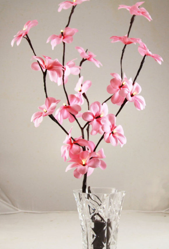 1 Set of 50cm H 20 LED Pink Frangipani Tree Branch Stem Fairy Light Wedding Event Party Function Table Vase Centrepiece Decoration Girl Bedroom - RnR Galore