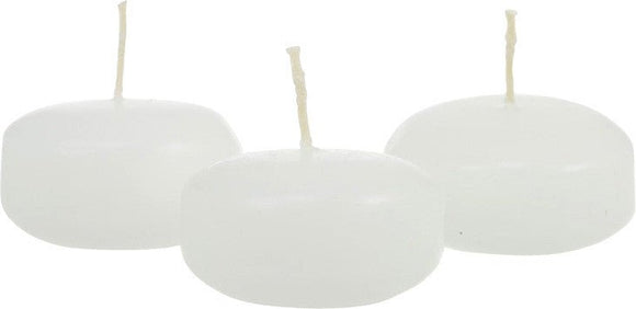 10 Pack of 6 Hour White Floating Candles - 5.8cm diameter - wedding party decoration - RnR Galore