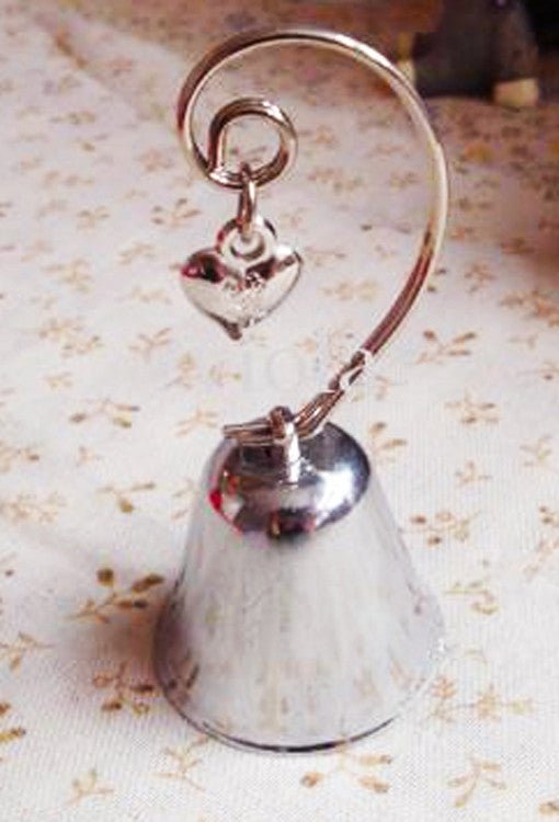 10 Pack of Silver Wedding Kissing Bell Name Card Stand Holder with Heart in Ring Bomboniere Favour Gift - RnR Galore
