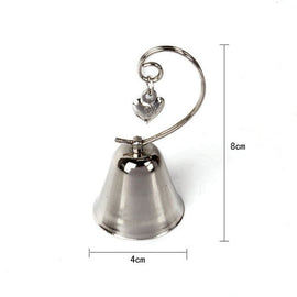 10 Pack of Silver Wedding Kissing Bell Name Card Stand Holder with Heart in Ring Bomboniere Favour Gift - RnR Galore