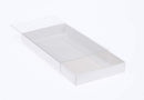 10 Pack of White Card Box - Clear Slide On Lid - 25 x 25 x 6cm - Large Beauty Product Gift Giving Hamper Tray Merch Fashion Cake Sweets Xmas - RnR Galore