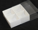 10 Pack of White Card Chocolate Sweet Soap Product Retail Gift Box - 4 Bay Compartments - Clear Slide On Lid - 8x8x3cm - RnR Galore