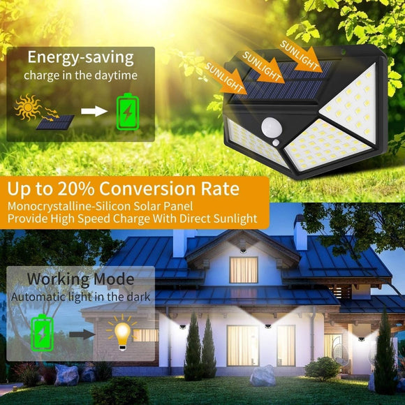 100 Waterproof LED Motion Sensor Solar Security Lights Outdoor (2pack) - RnR Galore
