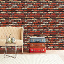 10m 3D Red Brick Print Theme Wallpaper - RnR Galore