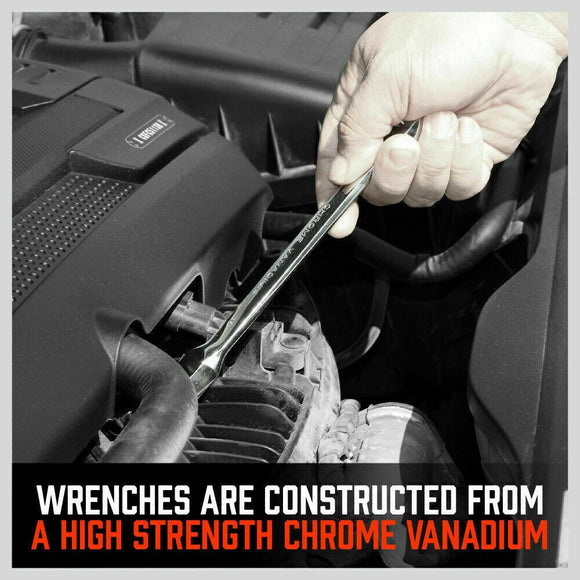 10Pc Flexible Head Ratchet Spanner Set Metric Wrench CRV With Carry Pouch 8 - 22MM - RnR Galore