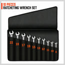 10Pc Flexible Head Ratchet Spanner Set Metric Wrench CRV With Carry Pouch 8 - 22MM - RnR Galore