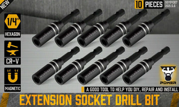 10Pc Magnetic Extension Socket Drill Bit Holder 1/4" Hex Screwdriver Nut Driver - RnR Galore