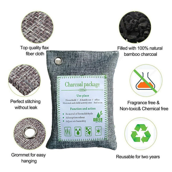 10PCS Air Purifying Bags Activated Bamboo Charcoal Freshener for Car Home Shoes 200g - RnR Galore