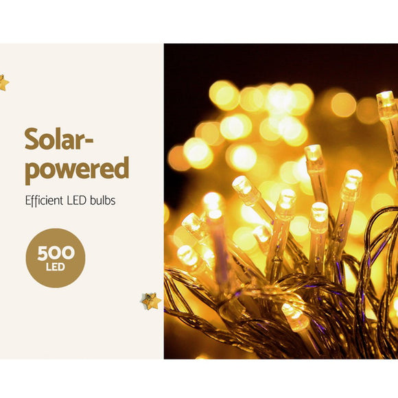 12.5M Christmas Lights Solar Icicle String Light Warm White Jingle Jollys - RnR Galore